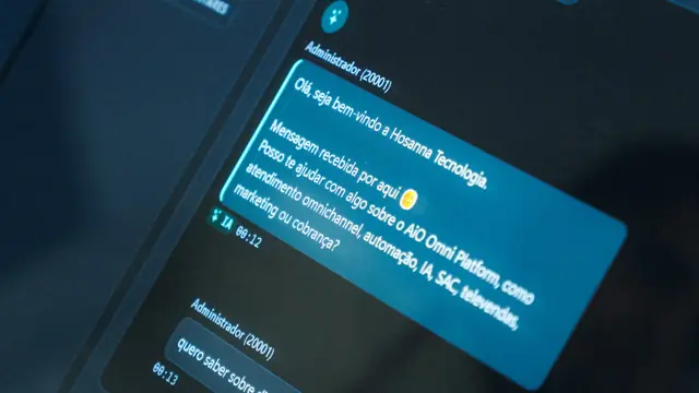 Tela com a conversa de atendimento automático da Hosanna